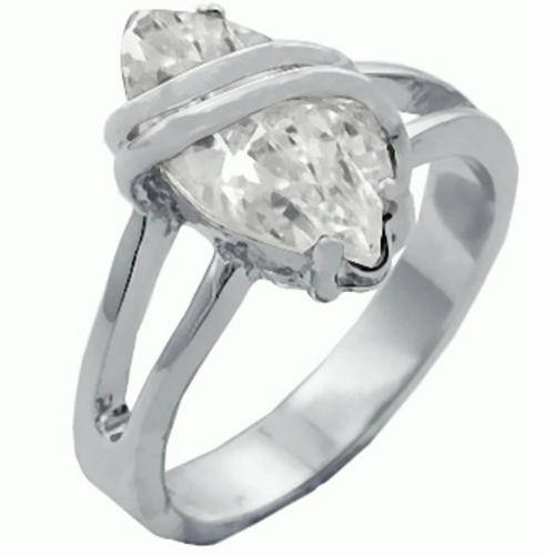 (Size 10) Non Tarnishing Rhodium Plated Fashion Ring with Cubic Zirconia Stone/s