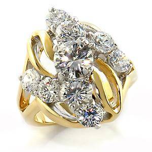 (Size 5) 14K Gold Plated Fashion Ring with Russian Formula Cubic Zirconia Stone/s