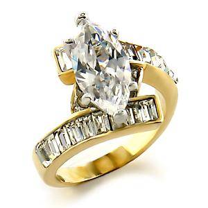 (Size 6) 14K Gold Plated Fashion Ring with Russian Formula Cubic Zirconia Stone/s