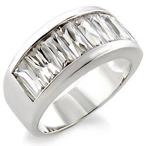 (Size 5) Non Tarnishing Rhodium Plated Fashion Ring with Cubic Zirconia Stone/s