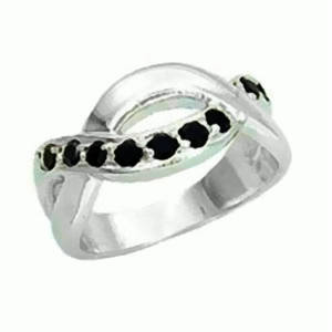 (Size 7) Non Tarnishing Rhodium Plated Fashion Ring with Cubic Zirconia Stone/s