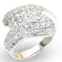 (Size 10) Non Tarnishing Rhodium Plated Fashion Ring with Swarovski Austrian Crystal/s