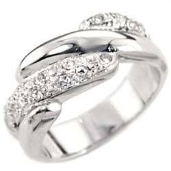(Size 5) Non Tarnishing Rhodium Plated Fashion Ring with Swarovski Austrian Crystal/s