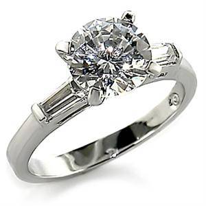 (Size 8) Non Tarnishing Rhodium Plated Fashion Ring with Cubic Zirconia Stone/s