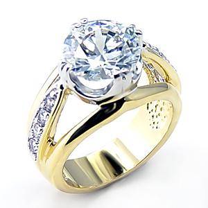 (Size 6) 14K Gold Plated Fashion Ring with Russian Formula Cubic Zirconia Stone/s