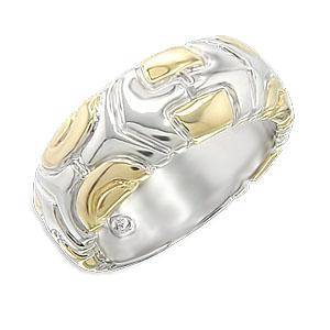 (Size 11) Non Tarnishing Rhodium & 14K Gold Plated Fashion Ring