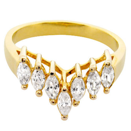 (Size 9) 14K Gold Plated Fashion Ring with Russian Formula Cubic Zirconia Stone/s