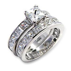 (Size 10) Non Tarnishing Rhodium Plated Fashion Ring with Cubic Zirconia Stone/s