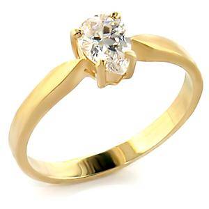 (Size 6) 14K Gold Plated Fashion Ring with Russian Formula Cubic Zirconia Stone/s