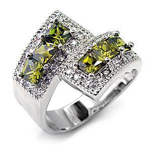 (Size 7) Non Tarnishing Rhodium Plated Fashion Ring with Cubic Zirconia Stone/s