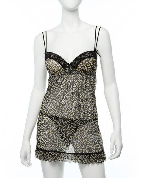 High Quality ***RENE ROFE 2 Piece Animal Print Chemise Set Size Small/medium