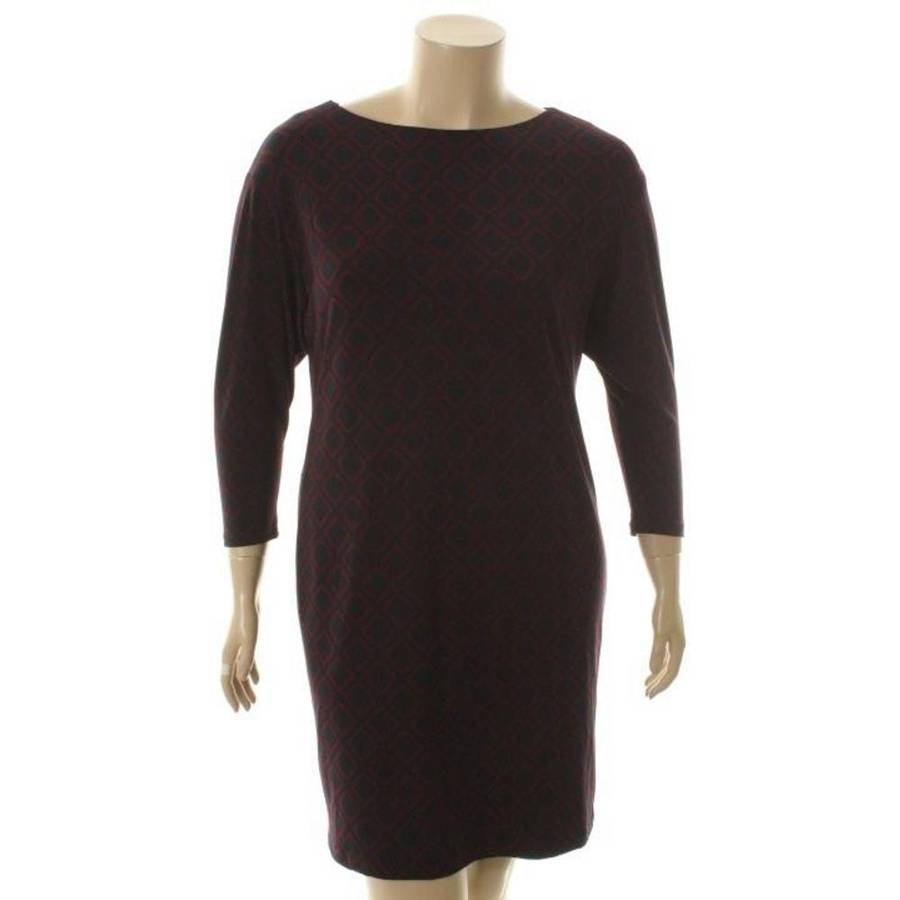 RALPH LAUREN NEW Navy Matte Jersey 3/4 Sleeves Wear to Work Dress 12
