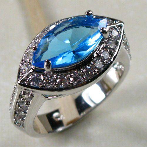 BLUE TOPAZ 925 STERLING SILVER JEWELRY RING SZ#7