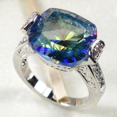 MYSTIC TOPAZ 925 STERLING SILVER GEMSTONE RING #10
