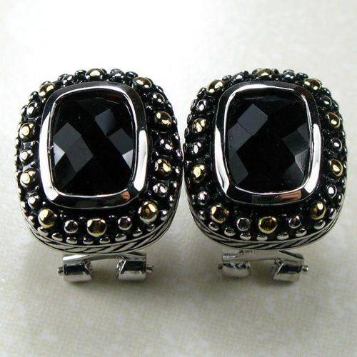 BLACK ONYX 925 STERLING SILVER EARRINGS