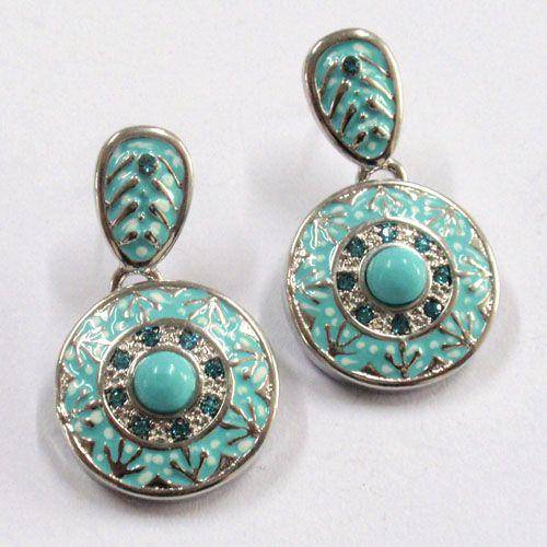 TURQUOISE 925 STERLING SILVER GEMSTONE EARRINGS
