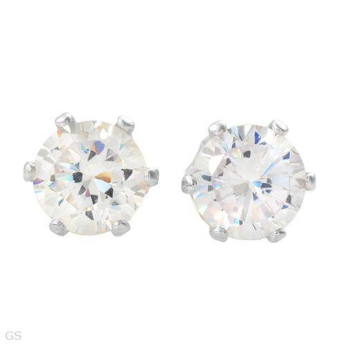 Stud Earrings With 3.40ctw Cubic zirconia Beautifully Designed in 925 Sterling silver Length 7mm