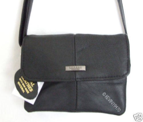 Shoulder Bag Small Black Leather Lorenz New WT