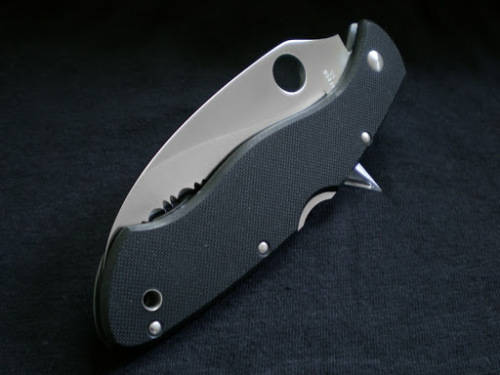 C12GS Folding Knife, 4-1/8" Serrated Blade, Black G10 - Last 1 available!!