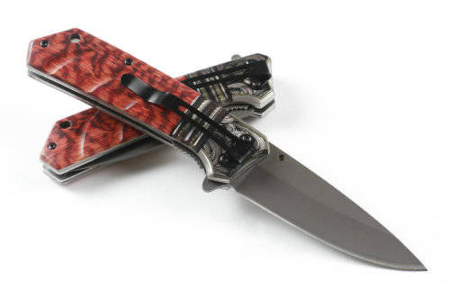 2018 Jeep DA135 Titanium Tactical Folding Knife 440C Wood Handle - 2 AVAILABLE!!