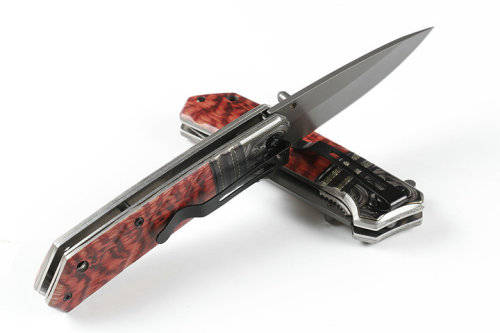 2018 Jeep DA135 Titanium Tactical Folding Knife 440C Wood Handle - 2 AVAILABLE!!