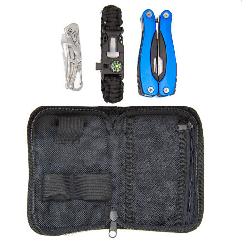 Stainless Steel Multi Tool 9-1 Pliers, Paracord Bracelet and Knife in a Pouch - 3 Available