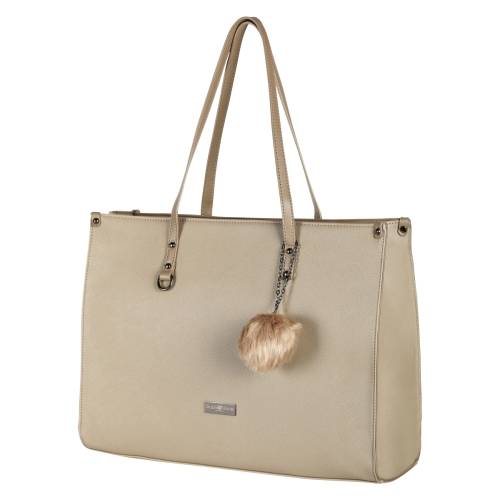 Supanova Pompom Ladies Laptop Bag - Taupe