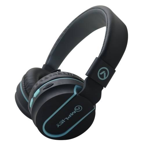 Amplify Fusion Series Bluetooth Wireless Headphones in Black and Blue with FM Radio