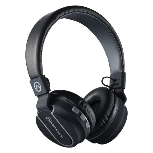 Amplify Fusion Series Bluetooth Wireless Headphones in Black and Grey with FM Radio