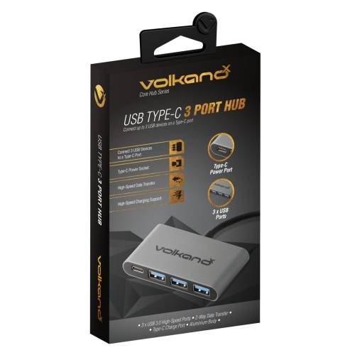 Volkano Core Hub Series High Speed and Fast Charging USB Type-C 3-Port Hub