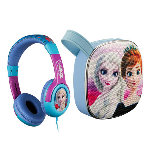 Disney Frozen Bundle : Portable Bluetooth Speaker + Kids Aux Stereo Volume Reduced Headphones