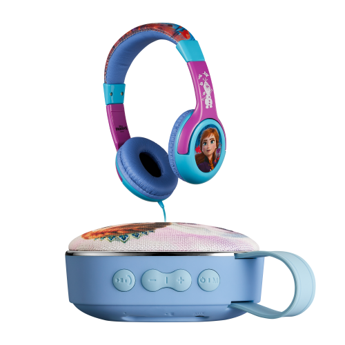 Disney Frozen Bundle : Portable Bluetooth Speaker + Kids Aux Stereo Volume Reduced Headphones
