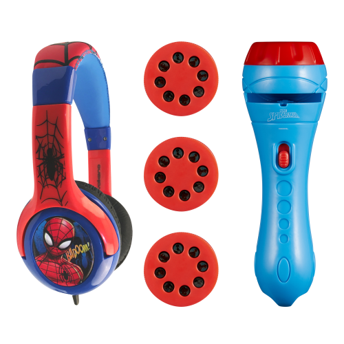 Marvel Spider-man Bundle : Kids Aux Stereo Volume Reduced Headphones + Torch Image Projector
