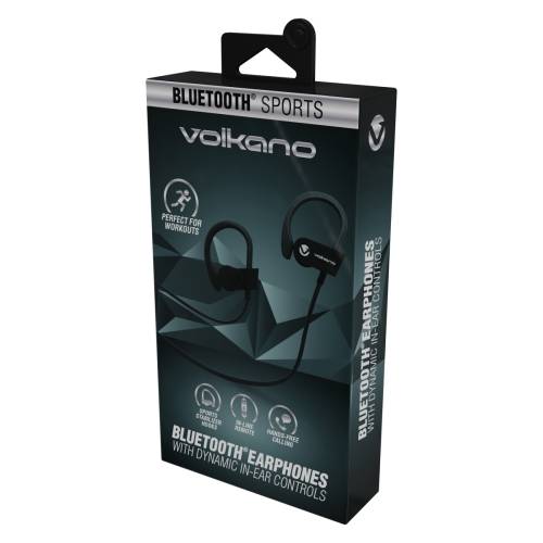Volkano Race Series Bluetooth Sports Hook Earphones with Microphone - Black