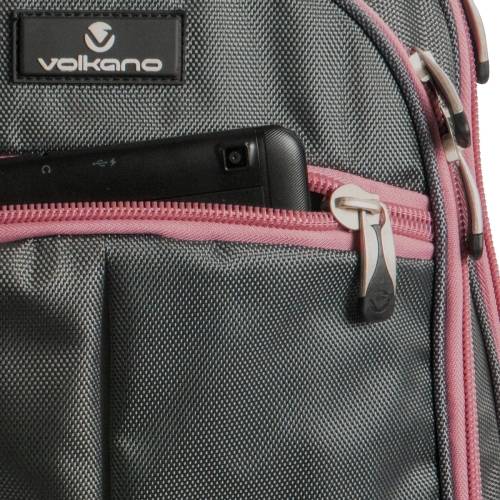 Volkano Orthopaedic Series 15.6` (39.6 cm) Trolley Backpack in Grey and Pink