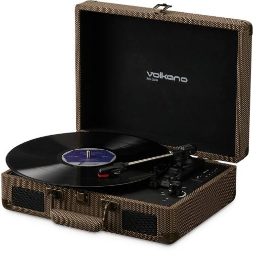 Volkano Retro Series Portable Vinyl Player and Bluetooth Speaker - Tweed