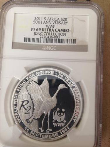 2011 SA SILVER 2R 50TH ANNIVERSARY WWF PF 69 UC NGC