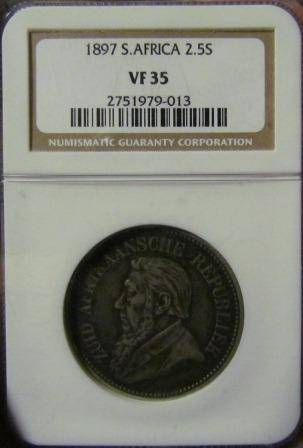 1897 ZAR 2.5S - NGC GRADED VF35 - GREAT DETAILED COIN