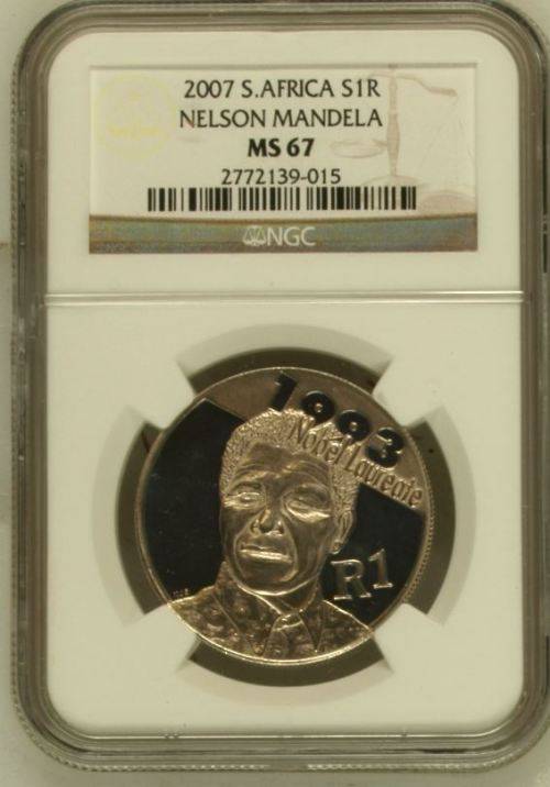 2007 Nelson Mandela Silver R1 in Mint State - High Grade NGC MS64