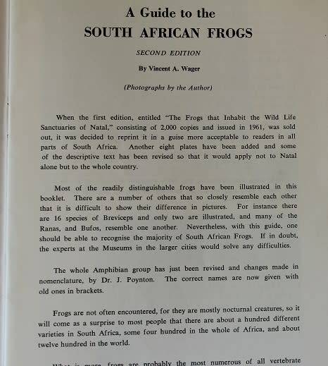 A guide to the South African Frogs by Vincent A.Wager