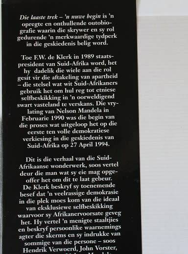 F.w. de Klerk-Die LaasteTrek-Die Outobiografie