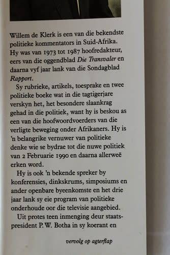 Die Man en sy tyd F.W. de Klerk deur Willem de Klerk