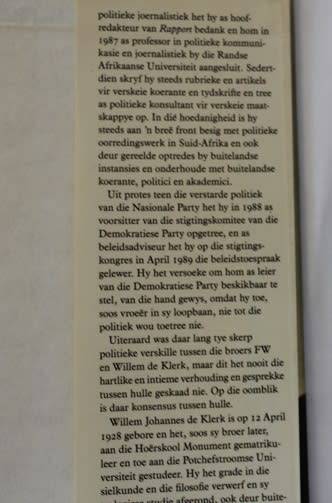 Die Man en sy tyd F.W. de Klerk deur Willem de Klerk