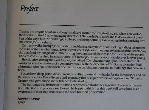 Early Johannesburg by Hannes Meiring-Its Buildings and its people