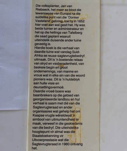 Boom van die Lewe deur Siegfried Stander. Die verhaal van Kaapse vrugte.