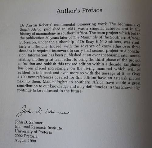 The Mammals of the Southern African Subregion-New Edition by J.D. Skinner and R.H.N. Smithers