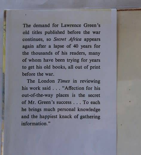 Secret Africa by Lawrence G. Green.