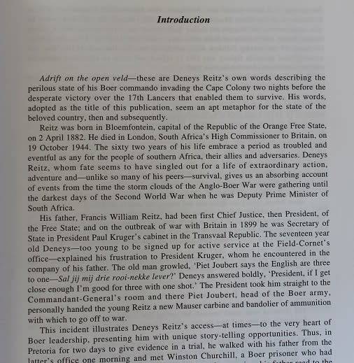 Adrift on the open veld the Deneys Reitz Trilogy. The Anglo-Boer War and its aftermath