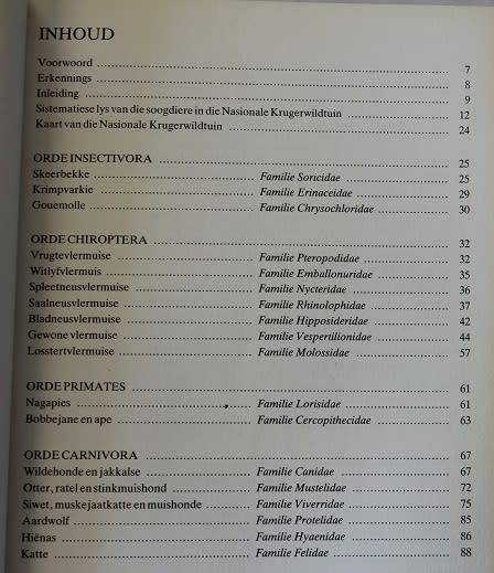 Veldgids tot die soogdiere van die Nasionale Krugerwildtuin deur Pienaar, Joubert, Hall-Martin ens.