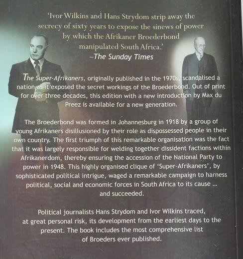 The Super-Afrikaners by I. Wilkens & Hans Strydom. Inside the Afrikaner Broederbond